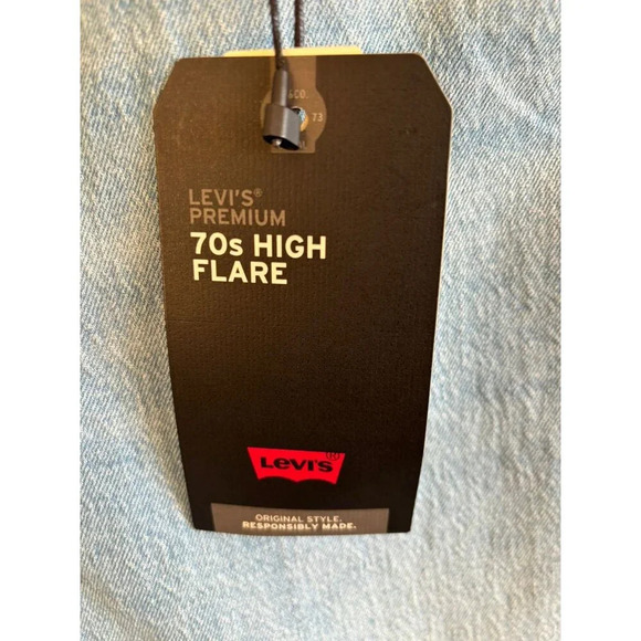 Levi's Premium 702 Mens High Flare Jeans Ultra High Rise Slim Fit Denim Sz 34x32 - Picture 8 of 12